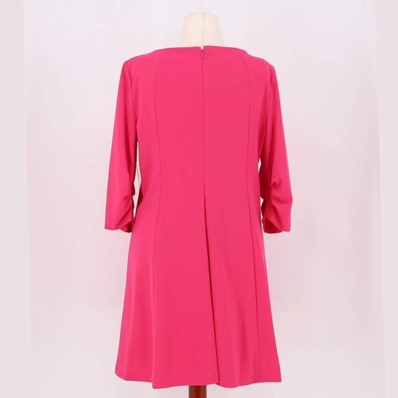 NWT CALVIN KLEIN A-Line Pleated Sleeve Crepe Dress 3/4 Sleeve Pink Size 16 - Picture 4 of 11